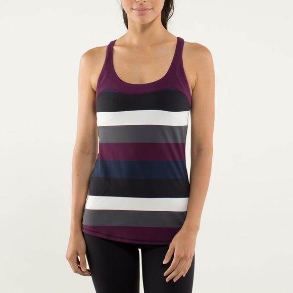 Lululemon Run First Base Rulu Light Tank In Pow Stripe Angel Wing sz 4 - Picture 3 of 7